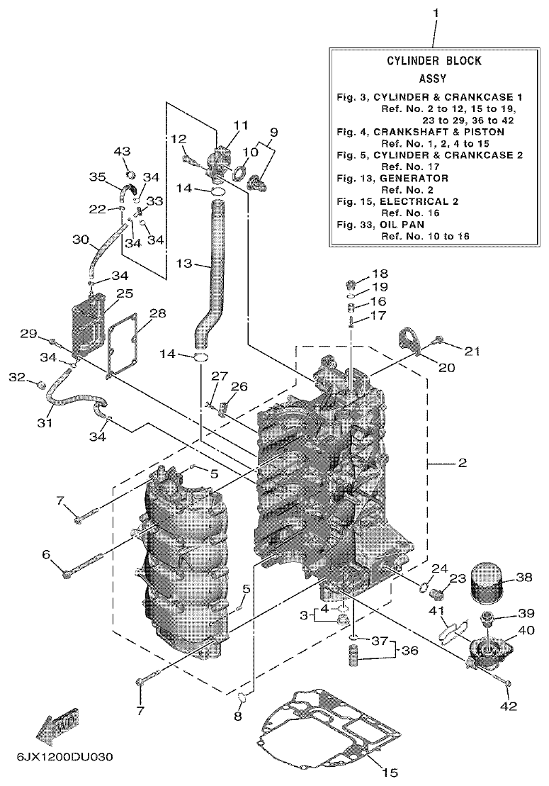 Yamaha F75F, F100G CYLINDER & CRANKCASE 1 parts diagram